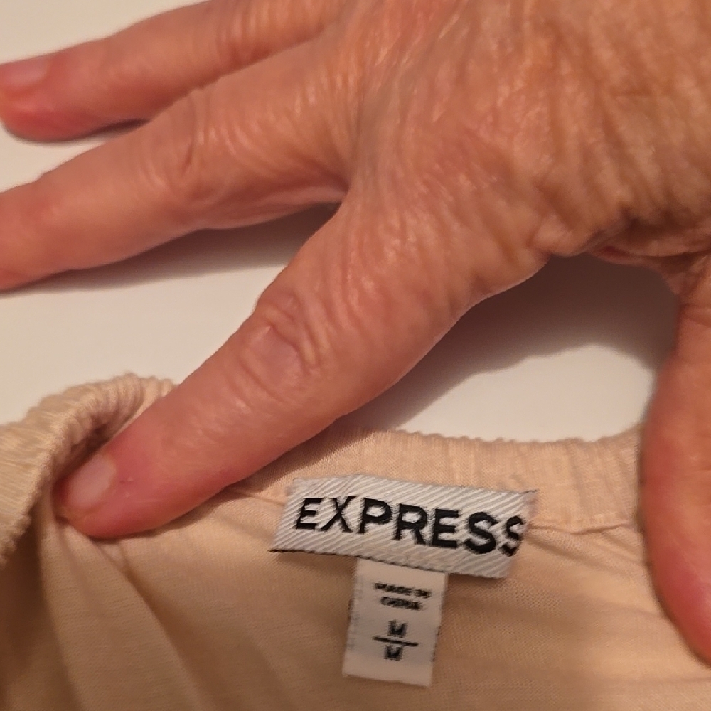 Express Coquette Boho Cream Halter Top M - Picture 2 of 5